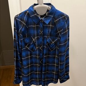 Rails Blue, Black and white Plaid Shirt